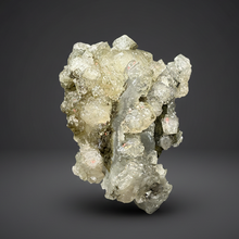 Load image into Gallery viewer, Druzy Apophyllite over Golden Calcite &amp; Black Chalcedony Stalactites | Deccan Traps, Maharashtra, India
