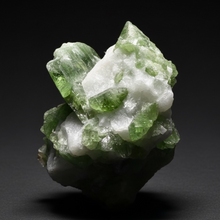 Load image into Gallery viewer, Electric Green Diopside on Quartz – Collector Mineral Specimen (Gilgit-Baltistan) Pakistan
