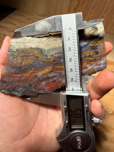 PREMIUM SELF STANDING DISPLAY or LAPIDARY SLAB • Moroccan “Dream Landscape Jagate” (Purple, Teal, Red, Green, Red, Yellow & Orange Moss Plume Agate + Jasper) Stone End Cap • High Atlas Mountains • Unpolished