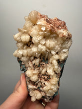 Load image into Gallery viewer, Shiny Peach Stilbite on Druzy Red Heulandite – High-Grade Collector Mineral Specimen from India
