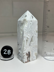 White Pseudomorph Agate after Anhydrite Obelisk Tower from Mexico