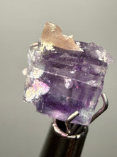 Load image into Gallery viewer, Rhodochrosite + Quartz on Purple Isometric Fluorite (Thumbnail Specimen) | Wutong Mine, China
