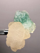 Load image into Gallery viewer, High-Grade Gemmy Green Apophyllite on White Stilbite  | Deccan Traps, Maharashtra, India
