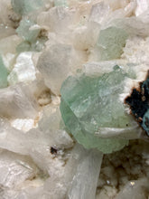 Load image into Gallery viewer, High-Grade Gemmy Green Apophyllite on White Stilbite  | Deccan Traps, Maharashtra, India
