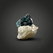Load image into Gallery viewer, Blue Cap Tourmaline on Quartz Specimen – Pakistan
