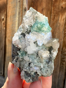 Mint Green (Disco Ball) Radial Apophyllite + White Heulandite • Maharashtra, India