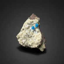 Load image into Gallery viewer, Rare Electric Blue Pentagonite on Druzy Matrix – Collector Mineral Specimen | India
