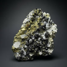 Load image into Gallery viewer, 5.1” New Find: Huanzala Mine Peru Sphalerite + Chalcopyrite + Apatite + Calcite + Quartz | Collector Display Specimen
