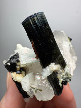 Load image into Gallery viewer, Blue Cap Dark Green Stak Nala Tourmaline and Quartz on Cleavelandite Matrix – Haramosh Mountains, Pakistan
