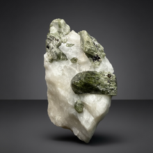 Load image into Gallery viewer, Electric Green Diopside on Quartz – Collector Mineral Specimen (Gilgit-Baltistan) Pakistan

