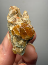 Load image into Gallery viewer, Hessonite Garnet Cluster on Matrix – Natural Collector Specimen from Pakistan | High-Grade Orange-Red Garnet Crystals
