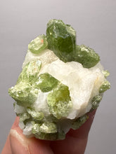 Load image into Gallery viewer, Electric Green Diopside on Quartz – Collector Mineral Specimen (Gilgit-Baltistan) Pakistan
