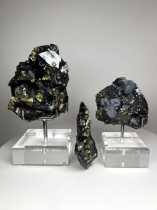 Cubic Galena, Sphalerite-Marmatite & Octahedral Golden Chalcopyrite from Bulgaria • Rare High Grade • Mineral Collector’s Specimen Showpiece