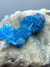 Load image into Gallery viewer, Rare Electric Blue Pentagonite on Druzy Matrix – Collector Mineral Specimen | India
