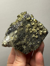 Load image into Gallery viewer, 3” New Find: Huanzala Mine Peru Sphalerite + Chalcopyrite + Apatite + Calcite + Quartz | Collector Display Specimen
