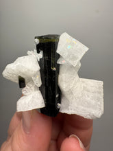 Load image into Gallery viewer, Dark Green CapStak Nala Tourmaline on Cleavelandite Matrix – Haramosh Mountains, Pakistan
