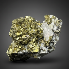 Load image into Gallery viewer, 3.8” New Find: Huanzala Mine Peru Sphalerite + Chalcopyrite + Apatite + Calcite + Quartz | Collector Display Specimen
