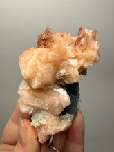 Load image into Gallery viewer, Red Heulandite on Pink Stilbite on Druzy Black Chalcedony – Zeolite Mineral Specimen (India)
