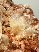Load image into Gallery viewer, Shiny Peach Stilbite on Druzy Red Heulandite – High-Grade Collector Mineral Specimen from India
