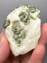 Load image into Gallery viewer, Electric Green Diopside on Quartz – Collector Mineral Specimen (Gilgit-Baltistan) Pakistan
