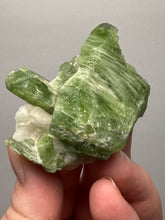 Load image into Gallery viewer, Electric Green Diopside on Quartz – Collector Mineral Specimen (Gilgit-Baltistan) Pakistan
