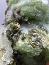 Load image into Gallery viewer, Electric Green Diopside on Quartz – Collector Mineral Specimen (Gilgit-Baltistan) Pakistan
