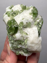 Load image into Gallery viewer, Electric Green Diopside on Quartz – Collector Mineral Specimen (Gilgit-Baltistan) Pakistan
