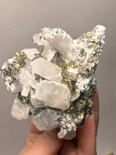 Load image into Gallery viewer, 3.5” New Find: Huanzala Mine Peru Sphalerite + Chalcopyrite + Apatite + Calcite + Quartz | Collector Display Specimen
