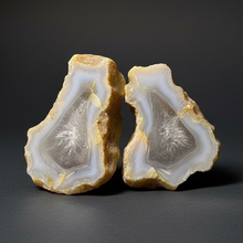 Load image into Gallery viewer, Indonesian Sumatra Agate Pair – Vibrant Banded Chalcedony with Rich Color Zoning and Quartz| Ethical Lapidary &amp; Collector Display Specimens
