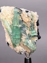 Load image into Gallery viewer, Blue Indicolite &amp; Mint Green Tourmaline on Matrix – Pegmatite Mineral Specimen from Pakistan
