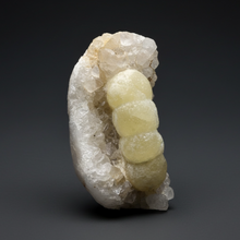 Load image into Gallery viewer, Rare Botryoidal Yellow Fluorite on Quartz Matrix  Collector Mineral Specimen – Maharashtra, India
