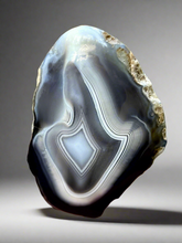 Load image into Gallery viewer, Double-Sided Polished Midnight Muse Agate | High-Grade Rare Silvery Black and Blue Parallax Agate from India
