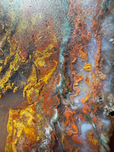 Load image into Gallery viewer, PREMIUM DISPLAY or LAPIDARY SLAB • Moroccan “Dream Landscape Jagate” (Purple, Teal, Red, Green, Red, Yellow &amp; Orange Moss Plume Agate + Jasper) Stone • Double Sided • High Atlas Mountains • Unpolished

