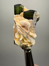 Load image into Gallery viewer, Green Cap Stak Nala Tourmaline with Cleavelandite – Haramosh Mountains, Pakistan | Thumbnail Specimen

