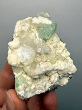 Load image into Gallery viewer, High-Grade Gemmy Green Apophyllite on White Stilbite  | Deccan Traps, Maharashtra, India
