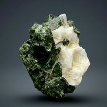 Load image into Gallery viewer, Electric Green Diopside on Quartz – Collector Mineral Specimen (Gilgit-Baltistan) Pakistan
