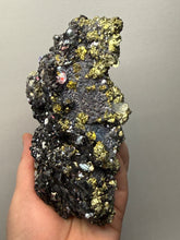 Load image into Gallery viewer, 6.1” New Find: Huanzala Mine Peru Sphalerite + Chalcopyrite + Apatite + Calcite + Quartz | Collector Display Specimen
