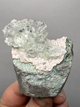 Load image into Gallery viewer, Light Mint Green “Disco Ball” Radial Apophyllite on Pink &amp; Green Heulandite — Deccan Traps, India
