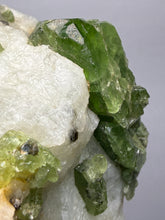 Load image into Gallery viewer, Electric Green Diopside on Quartz – Collector Mineral Specimen (Gilgit-Baltistan) Pakistan
