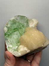 Load image into Gallery viewer, High-Grade Gemmy Green Apophyllite on White Stilbite  | Deccan Traps, Maharashtra, India
