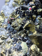 Load image into Gallery viewer, 3” New Find: Huanzala Mine Peru Sphalerite + Chalcopyrite + Apatite + Calcite + Quartz | Collector Display Specimen
