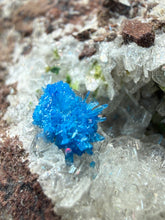 Load image into Gallery viewer, Rare Electric Blue Pentagonite &amp; Cavansite on Druzy Matrix | Collector Mineral Specimen | Wagholi Quarry, India

