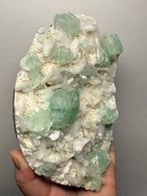 Load image into Gallery viewer, High-Grade Gemmy Green Apophyllite on White Stilbite  | Deccan Traps, Maharashtra, India
