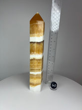 Load image into Gallery viewer, Coco Mango Onyx Calcite Obelisk Tower
