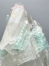 Load image into Gallery viewer, Blue Indicolite Tourmaline w Lepidolite on Quartz Matrix – Pegmatite Mineral Specimen from Pakistan
