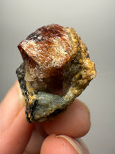 Load image into Gallery viewer, Naturally Faceted Zircon Crystal on Pegmatite–Biotite Matrix • Pakistan Mineral Specimen
