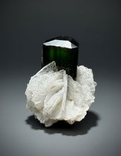 Load image into Gallery viewer, Dark Green Cap Stak Nala Tourmaline with Cleavelandite Flower – Haramosh Mountains, Pakistan | Thumbnail Specimen
