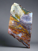 Load image into Gallery viewer, PREMIUM DISPLAY or LAPIDARY SLAB • Moroccan “Dream Landscape Jagate” (Purple, Teal, Red, Green, Red, Yellow &amp; Orange Moss Plume Agate + Jasper) Stone • Double Sided • High Atlas Mountains • Unpolished

