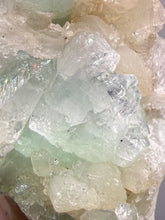 Load image into Gallery viewer, High-Grade Gemmy Green Apophyllite on White Stilbite  | Deccan Traps, Maharashtra, India
