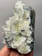 Load image into Gallery viewer, High-Grade Green Apophyllite with Pink Stilbite on Black Chalcedony – Deccan Traps, India
